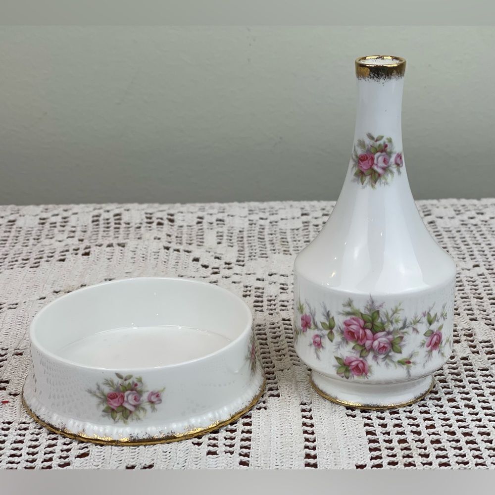 Vintage PARAGON Victoriana Rose small vase and small dish || ENGLAND
